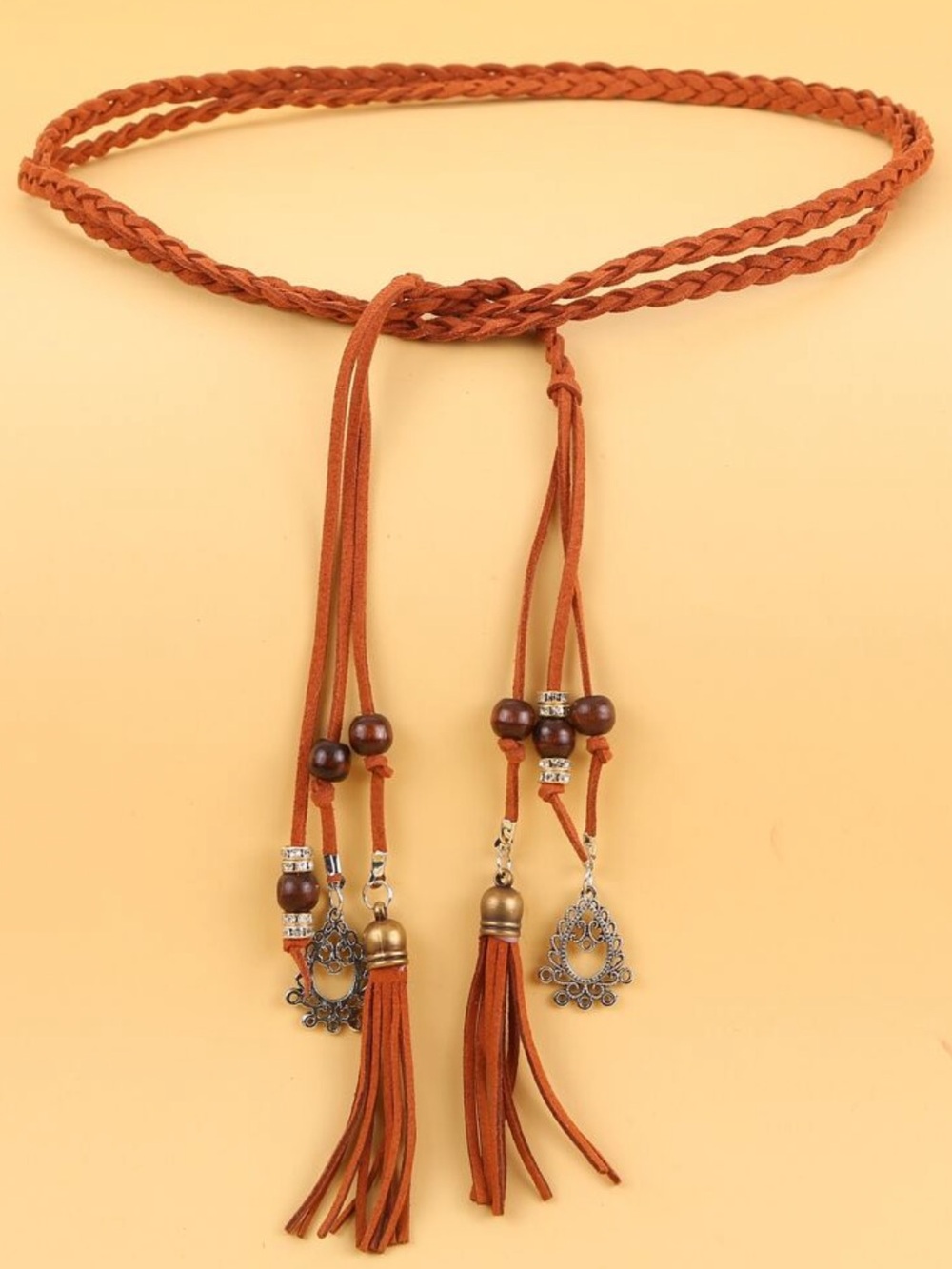 Braided Suede Tassel Belt S1421